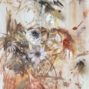 “Whispers of Bloom” Acrylic & Oil on Canvas-Size: 19.69”x27.56” One of my personal favorites. This painting feels like beauty thriving amidst chaos. A reminder that even in the most turbulent moments, there’s always room for grace and resilience.